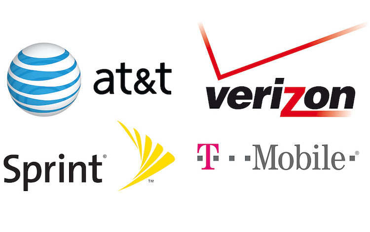 AT&T, Verizon, Sprint, and T-Mobile logos