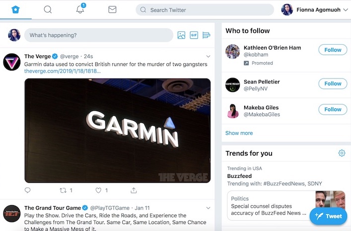 New Twitter homepage