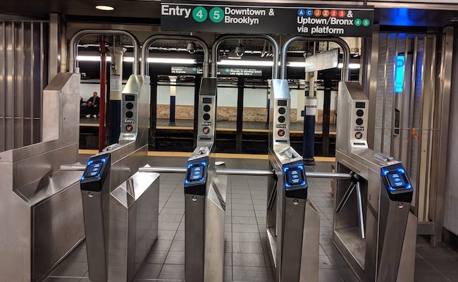 Google contactless payment docs at Fulton Street, NYC