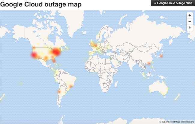 Goole Cloud outage map