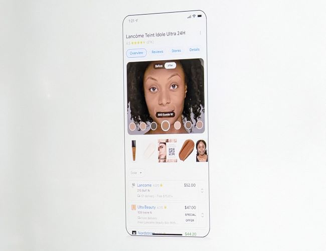 Google Search now allows you to use AR to select your correct foundation shade.